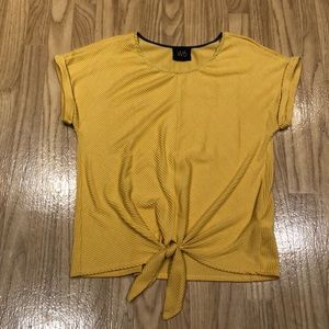 Mustard yellow tie front top